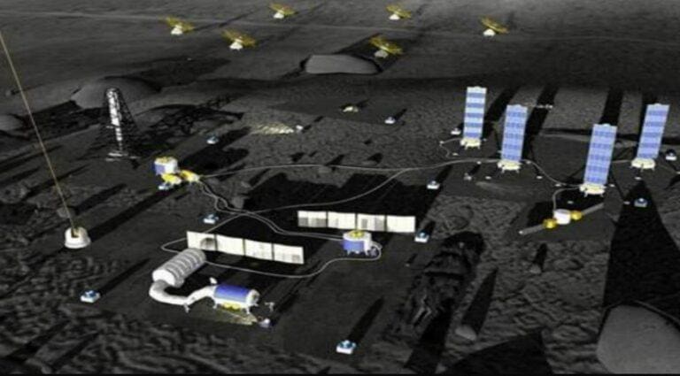 Konsep markas bulan International Lunar Research Station gagasan Rusia-China (kredit: CNSA)